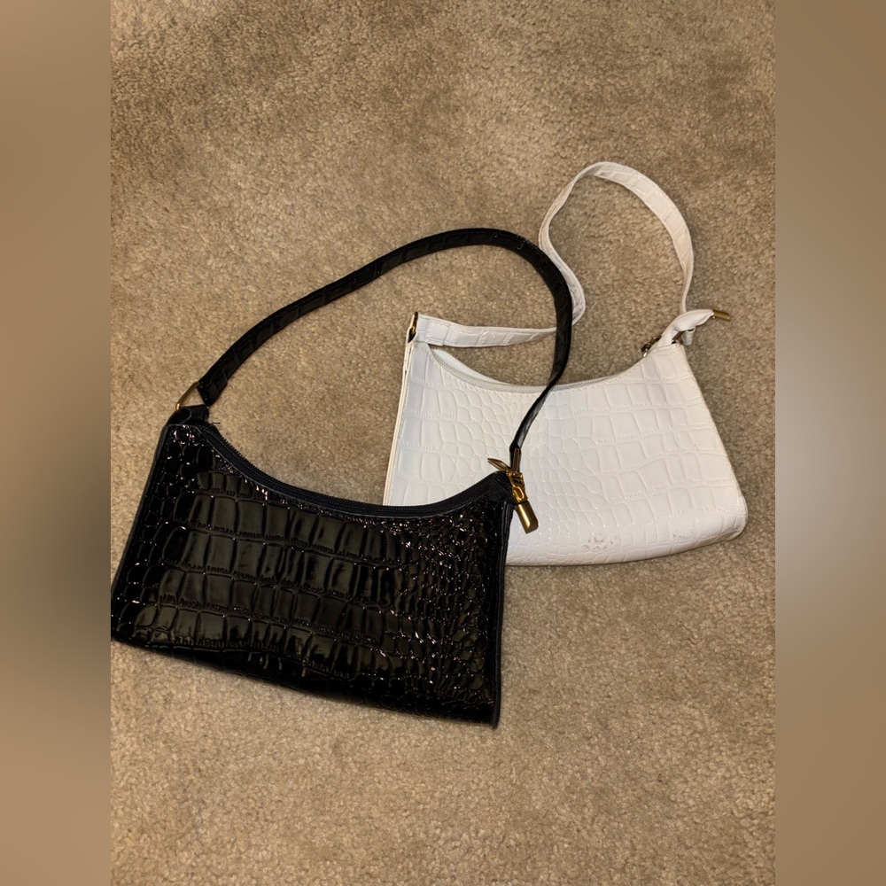 Black and white shoulder purse